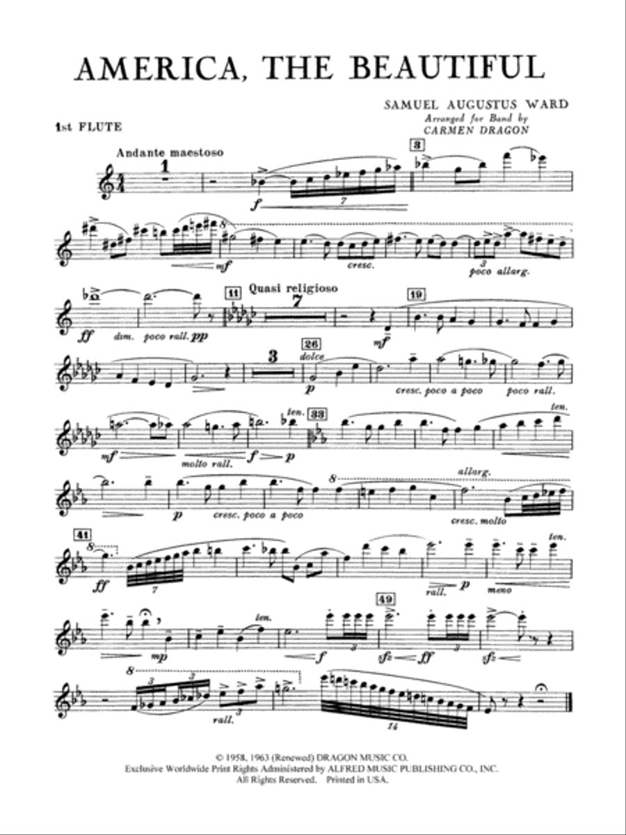 America the Beautiful: Flute Concert Band scores gallery preview page 1