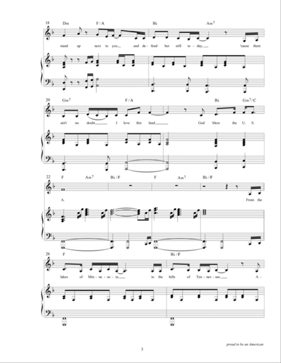 Proud To Be An American Piano, Vocal, Guitar scores gallery preview page 5