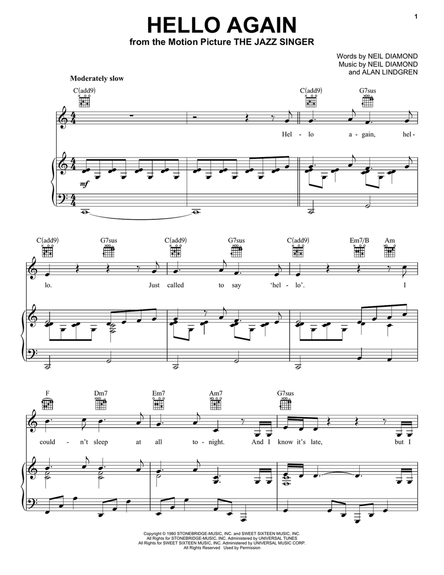 Hello Again Acoustic Guitar scores gallery preview page 1