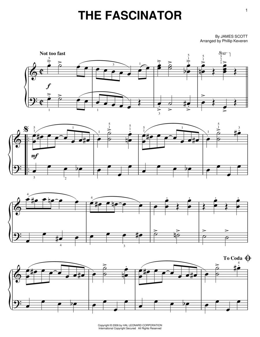 The Fascinator (arr. Phillip Keveren) Easy Piano scores gallery preview page 1