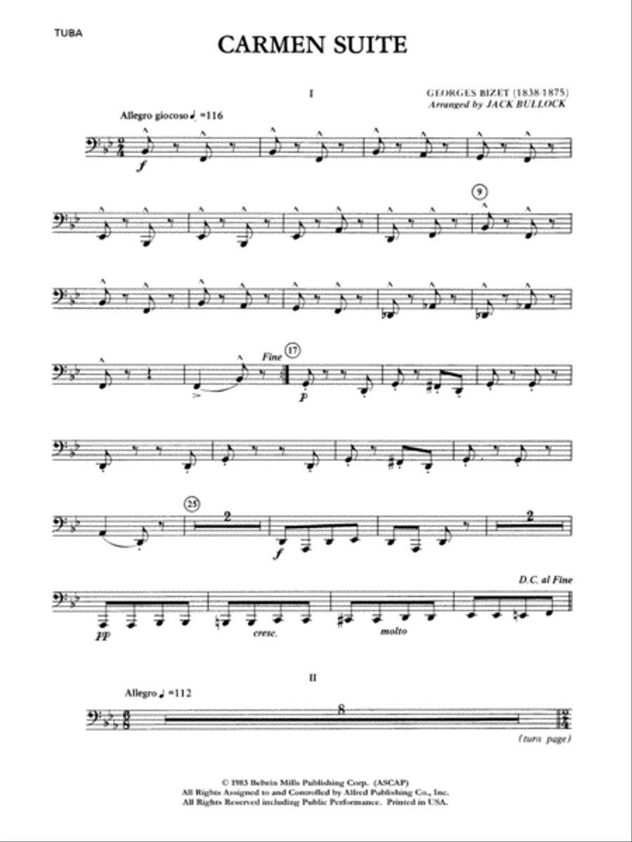 Carmen Suite: Tuba Concert Band scores gallery preview page 1
