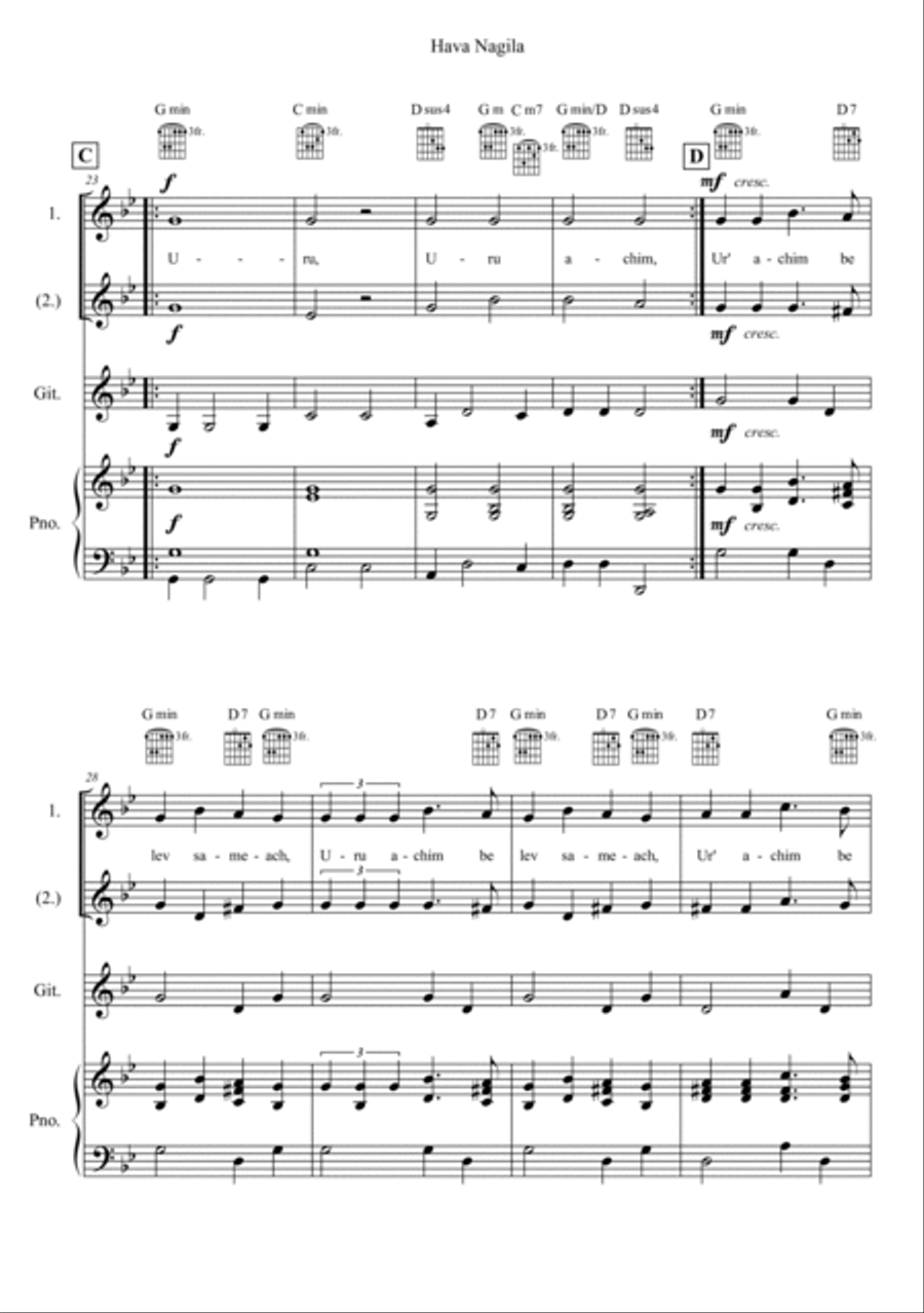 Hava Nagila Voice Solo scores gallery preview page 3