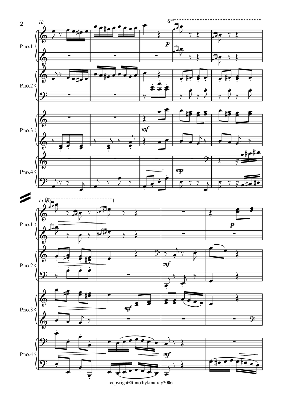 Mozart - Rondo alla Turca - 2 Pianos, 8 Hands Piano Duet scores gallery preview page 2
