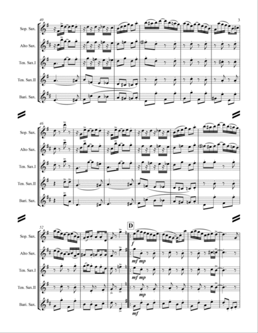Joplin - “Elite Syncopations” (for Saxophone Quintet SATTB) Saxophone Quintet scores gallery preview page 4