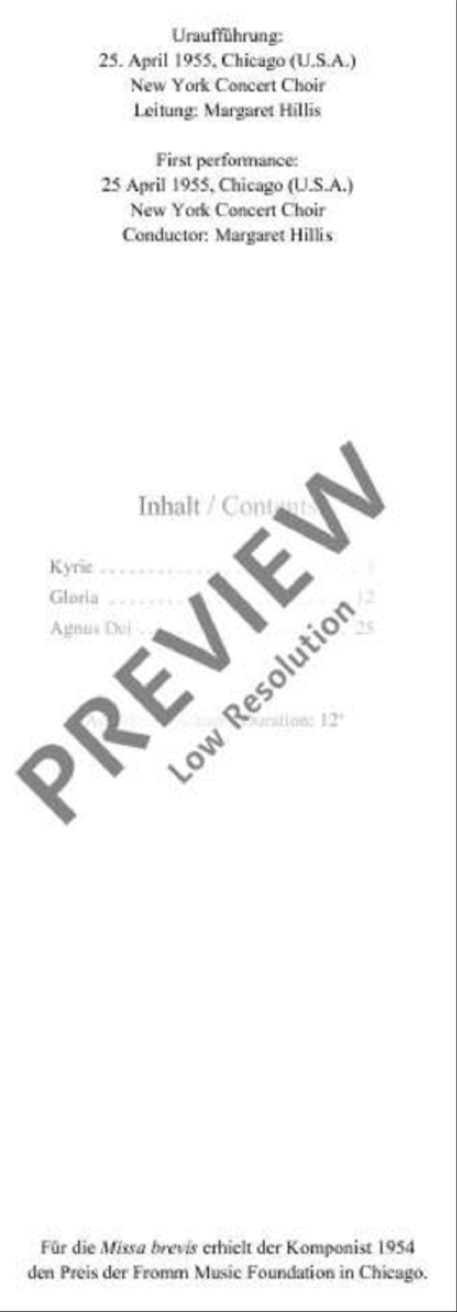 Missa brevis 4-Part scores gallery preview page 3