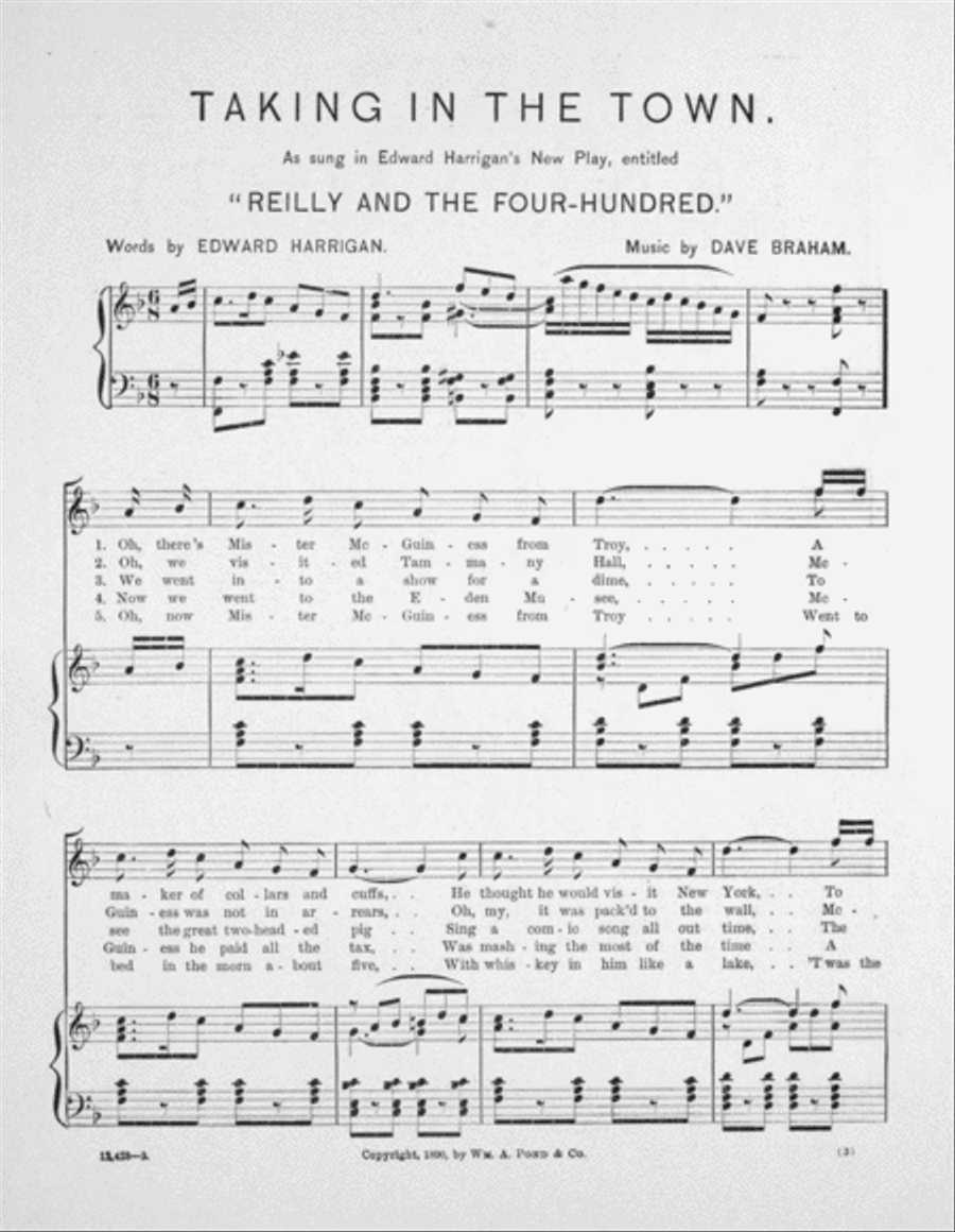 Taking in the Town. Song Voice scores gallery preview page 2