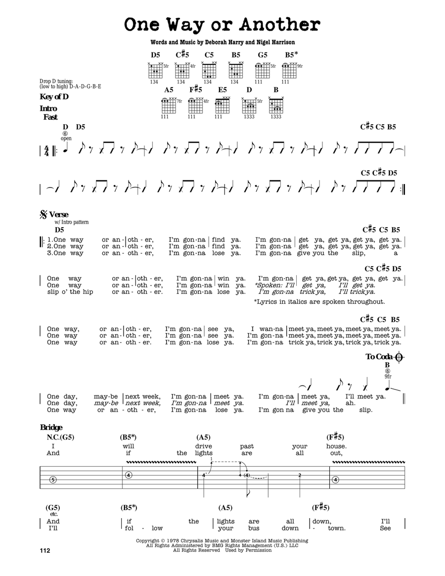 One Way Or Another Electric Guitar scores gallery preview page 1
