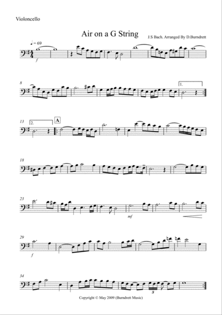 Air On A G String for Cello And Piano Piano scores gallery preview page 3