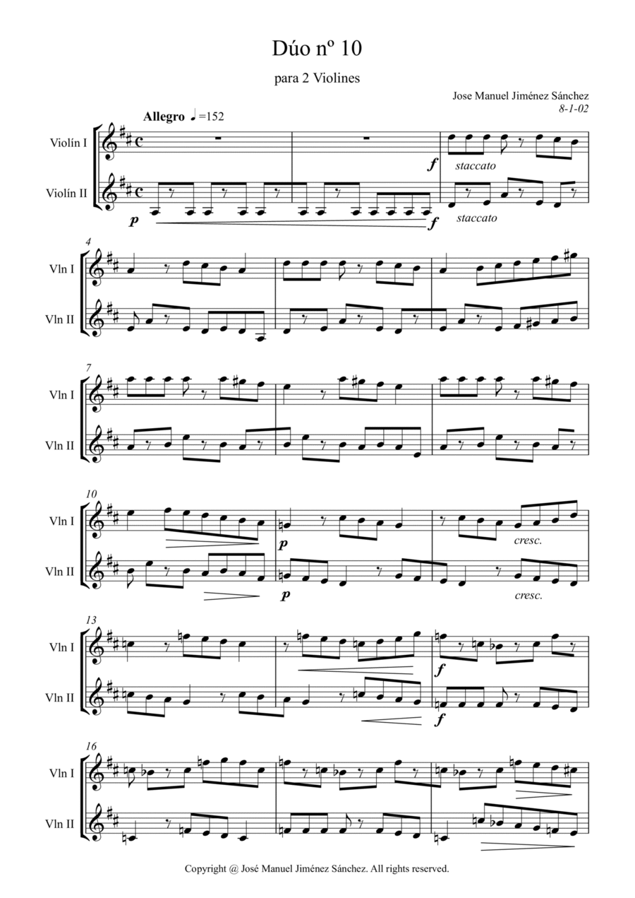 Dúo para 2 violines nº 10 String Duet scores gallery preview page 1