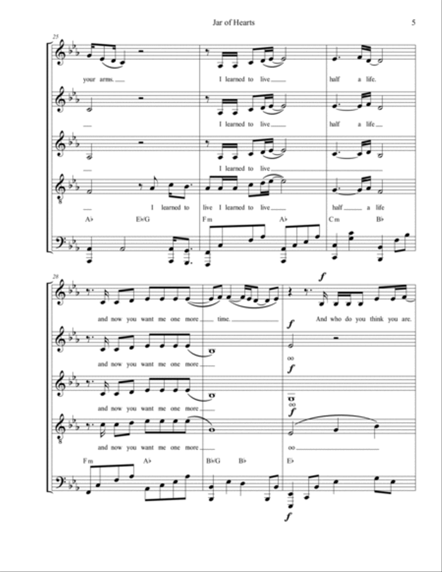 Jar Of Hearts A Cappella scores gallery preview page 5