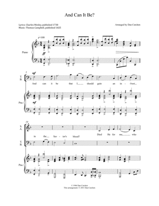 Choral - "And Can It Be?" SATB with piano accompaniment