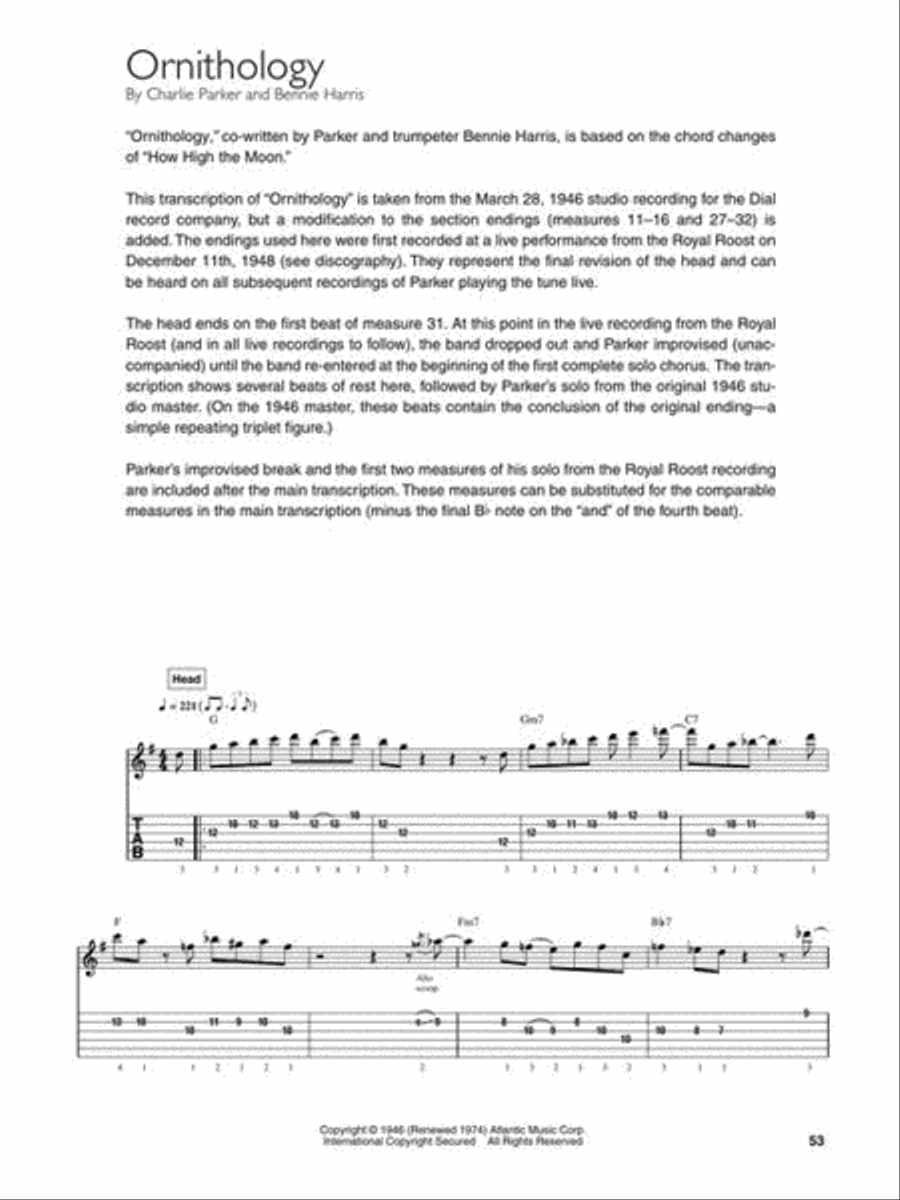 Charlie Parker for Guitar Guitar Tablature scores gallery preview page 7