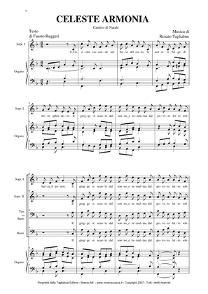 CELESTE ARMONIA - Cantata natalizia per Soli, Coro ed Organo (With Parts)