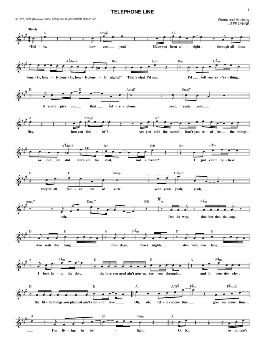 Telephone Line Telephone Line Piano scores gallery preview page 1