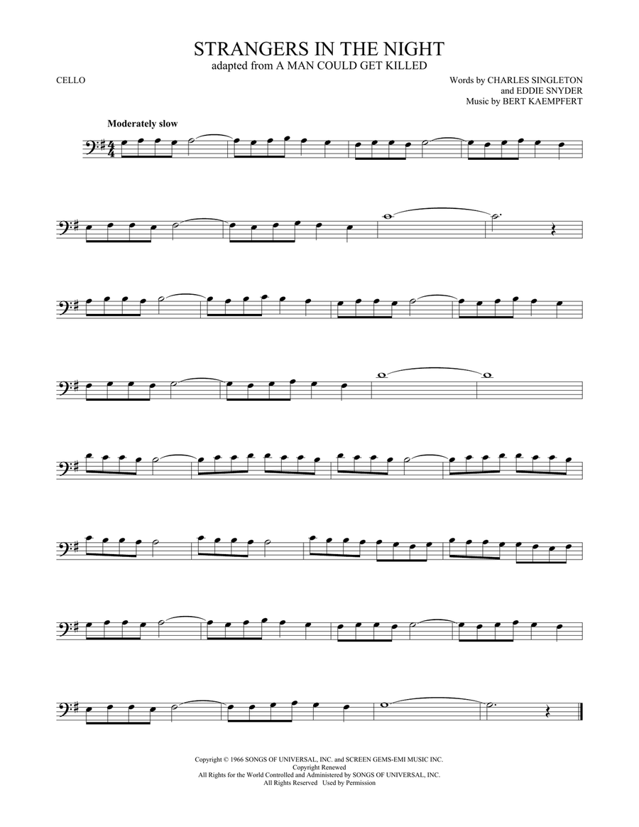Strangers In The Night Cello Solo scores gallery preview page 1