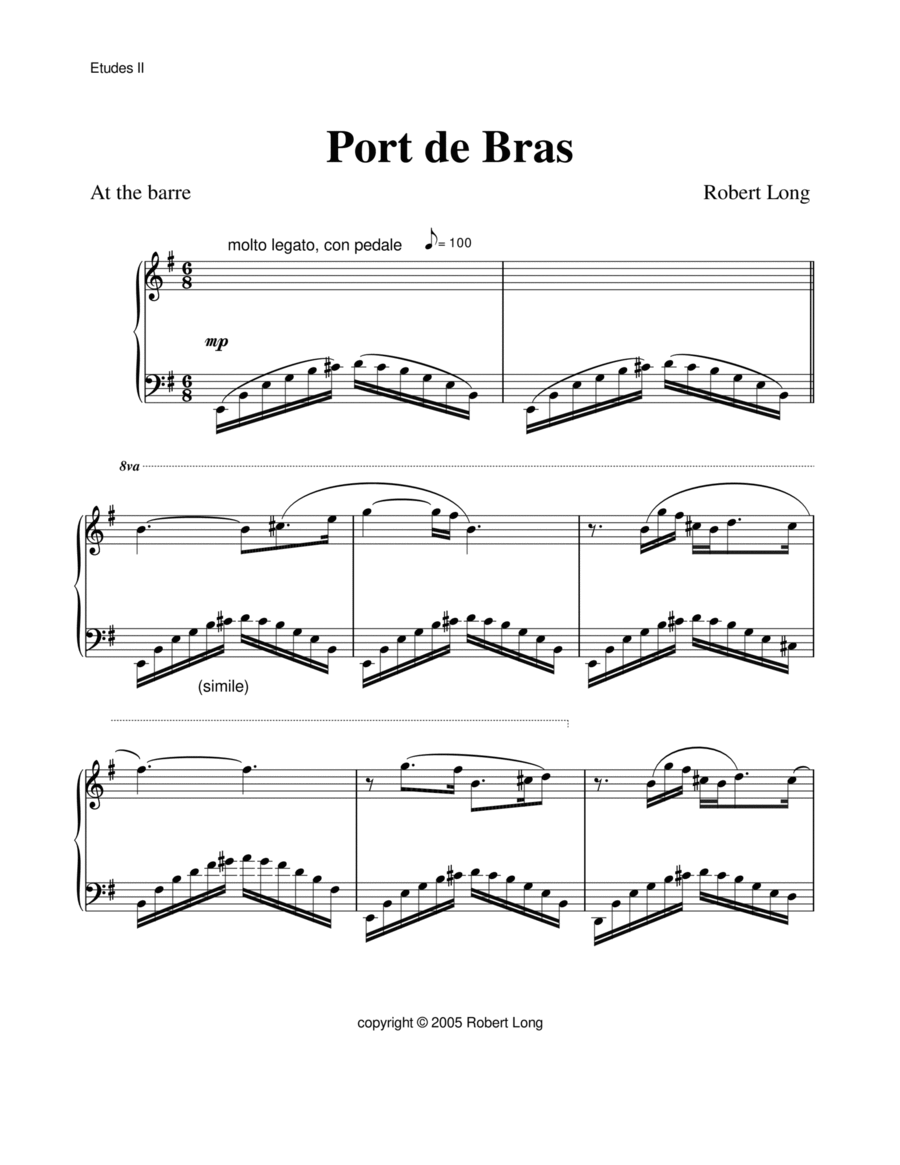 Ballet Piano Sheet Music: Port de bras (barre) from Etudes II - Piano  Method - Digital Sheet Music