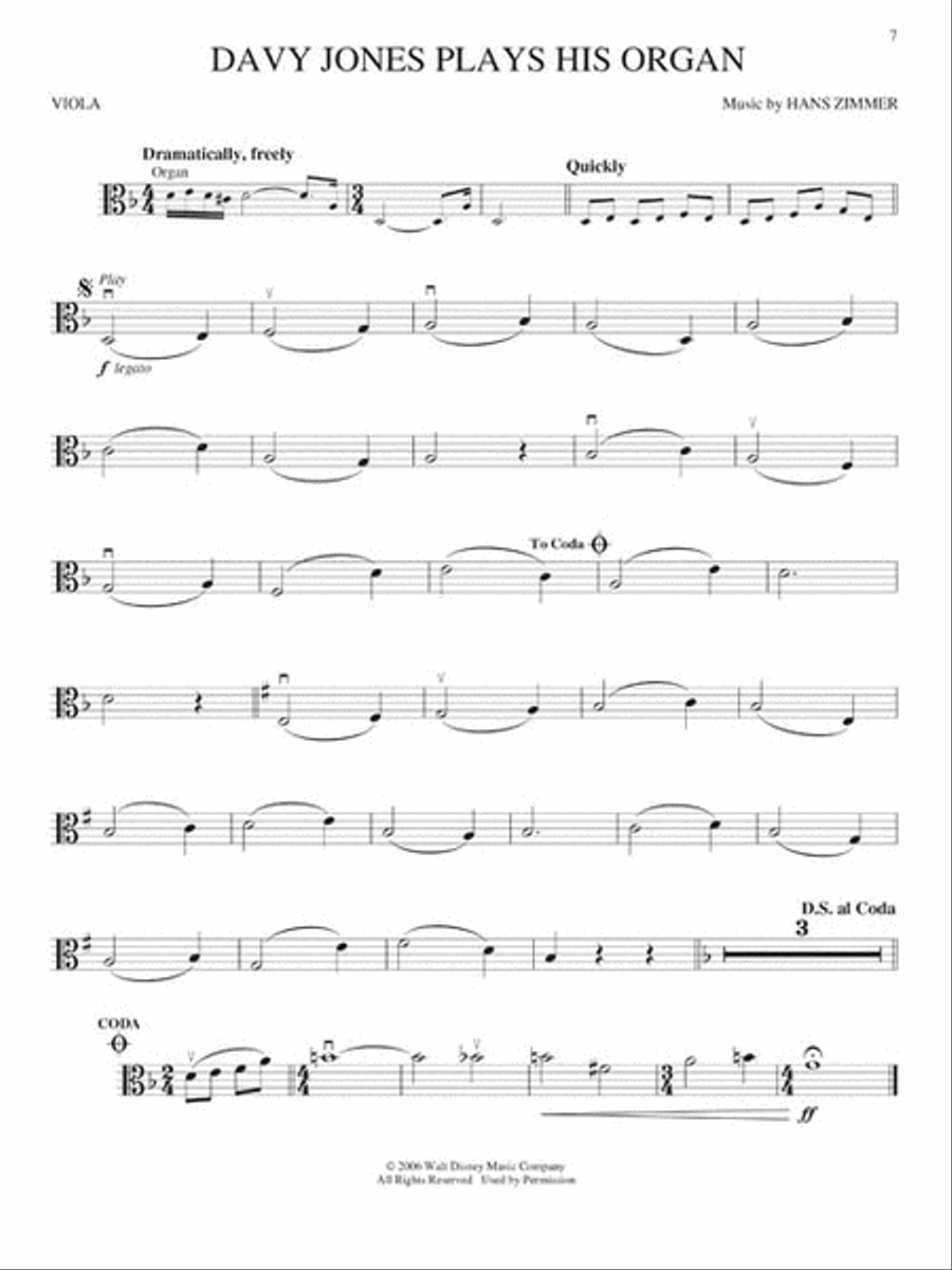 Pirates of the Caribbean (Viola) Viola Solo scores gallery preview page 5