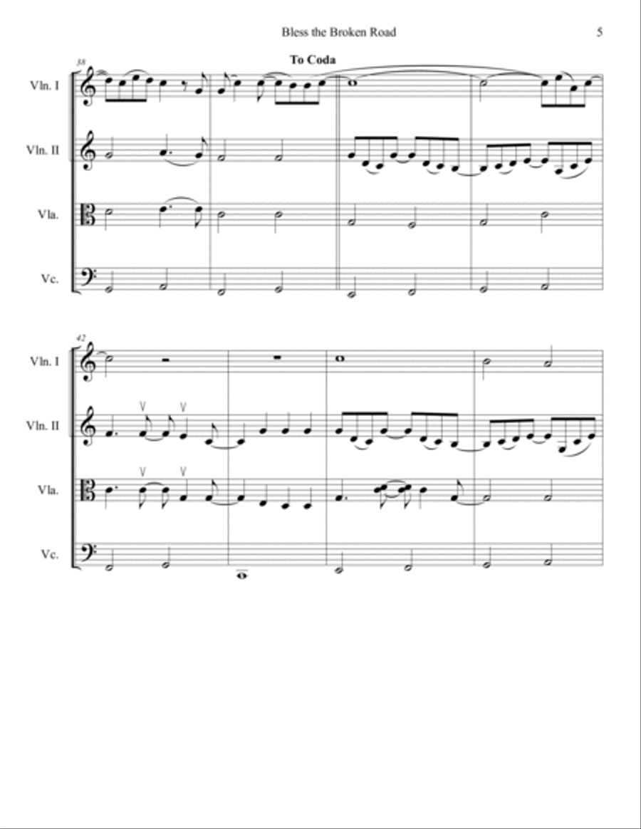 Bless The Broken Road String Quartet scores gallery preview page 6