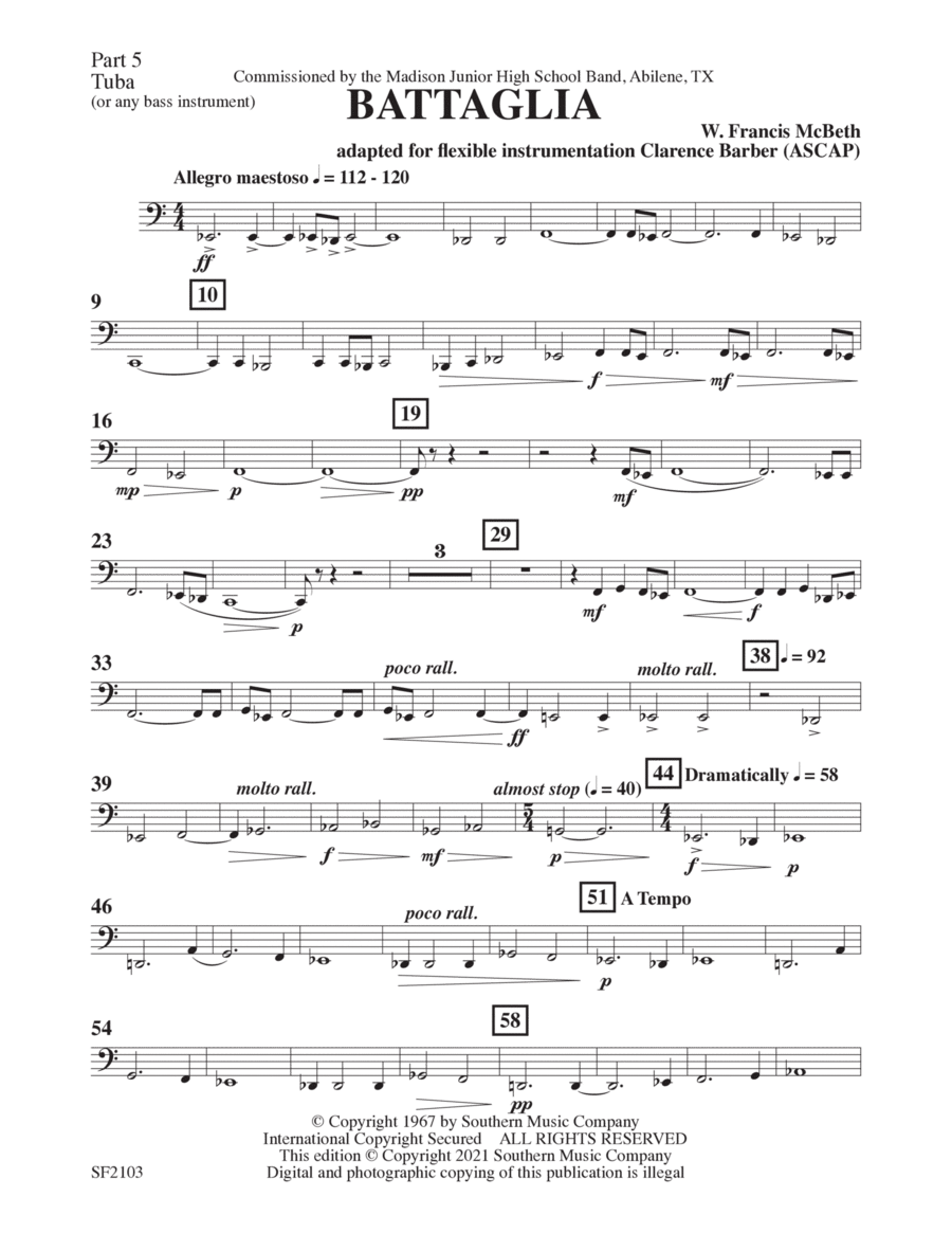 Battaglia - Tuba 5 Battaglia - Tuba 5 Concert Band scores gallery preview page 1