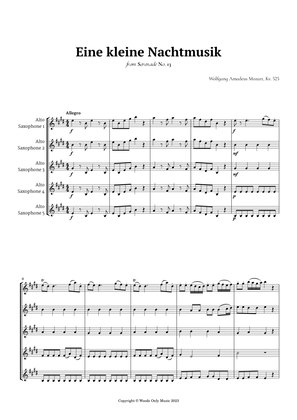 Book cover for Eine kleine Nachtmusik by Mozart for Alto Sax Quintet