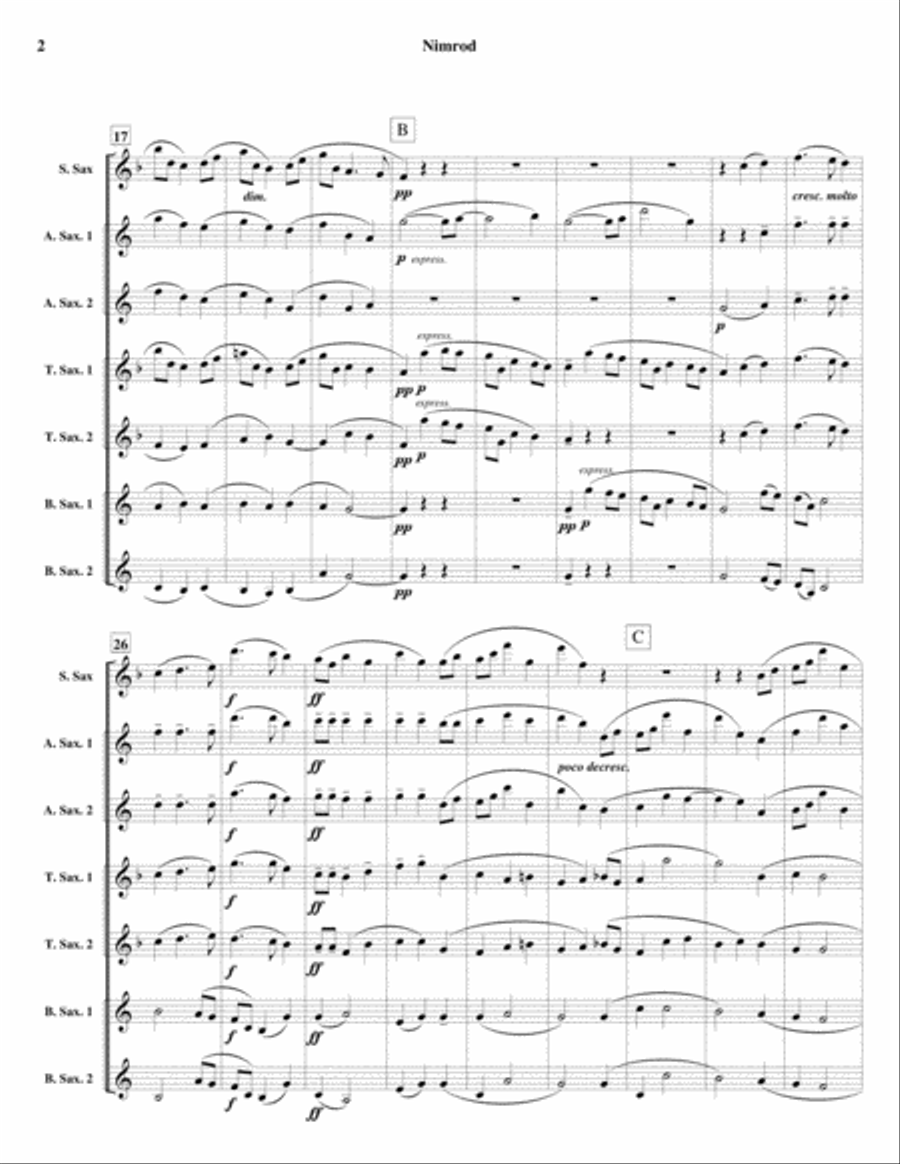 Nimrod (for saxophone ensemble) Woodwind Ensemble scores gallery preview page 3
