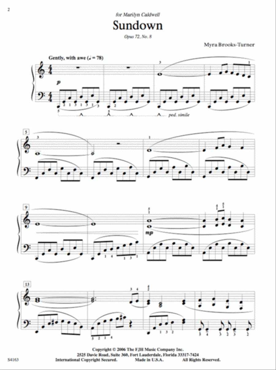 Sundown, Op. 72, No. 8 Piano Solo scores gallery preview page 3