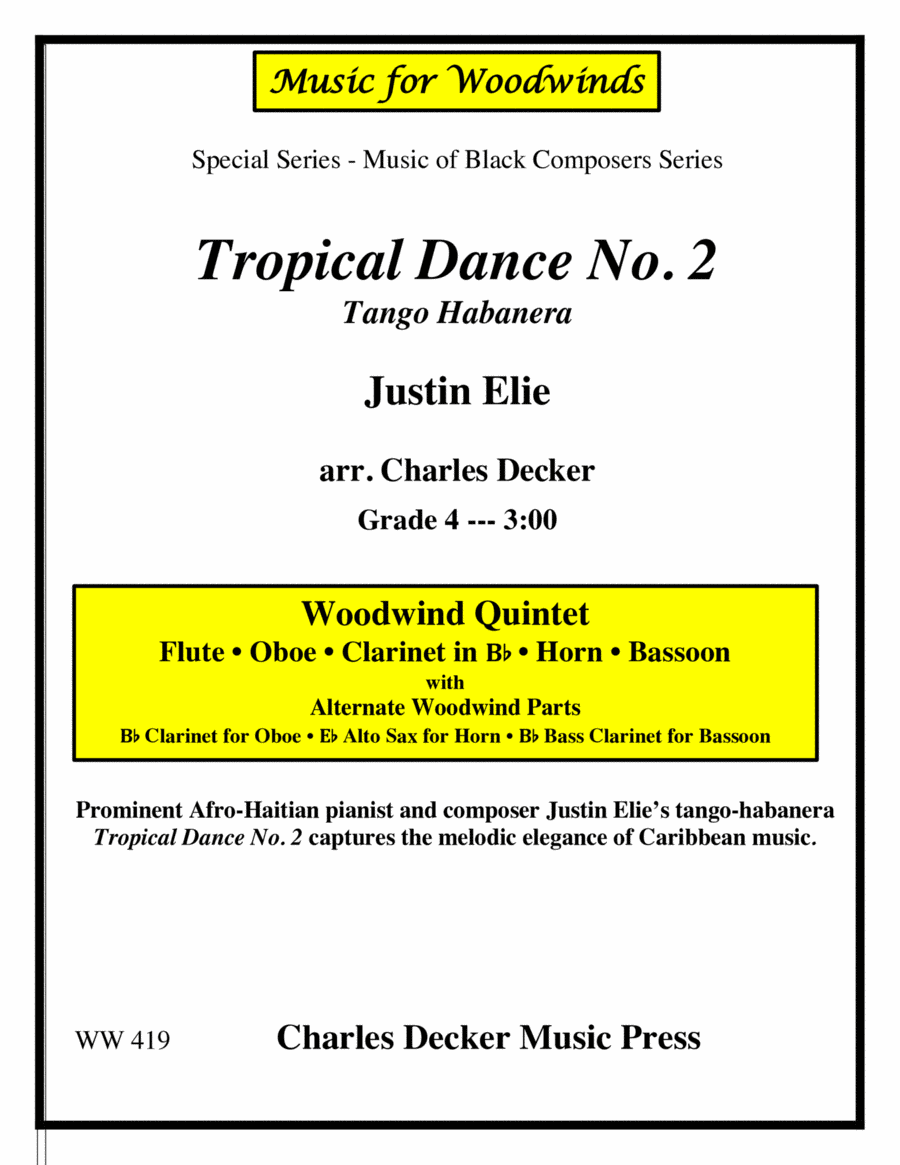 Tango - Habanera Tropical Dance No. 2 for Woodwind Quintet image number null