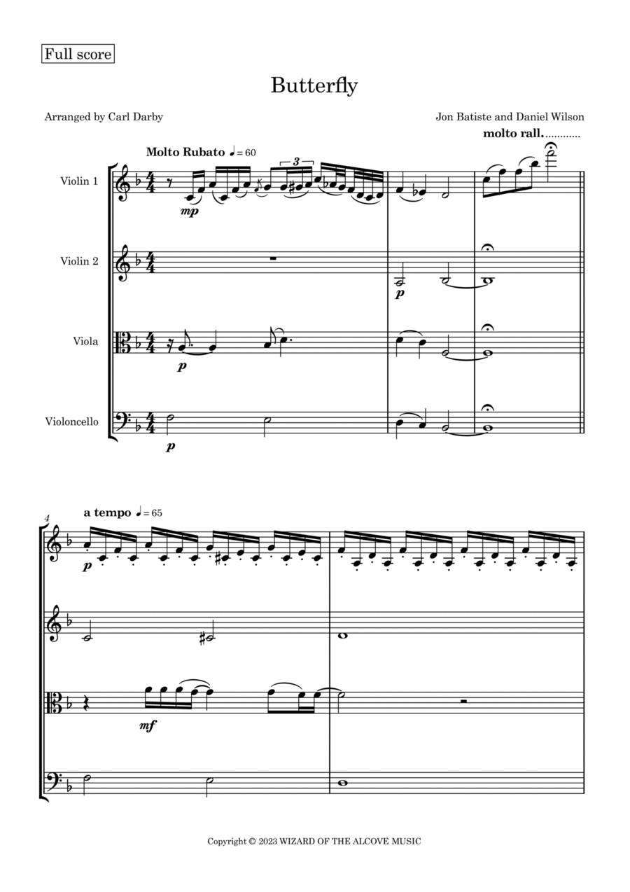 Butterfly String Quartet scores gallery preview page 1