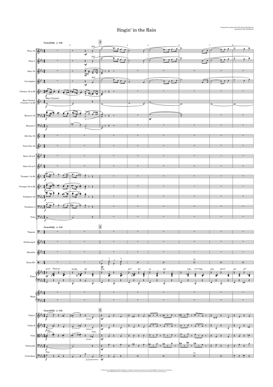Singin' In The Rain Singin' In The Rain Full Orchestra scores gallery preview page 1