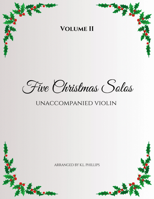 Book cover for Five Christmas Solos - Unaccompanied Violin (Volume II)