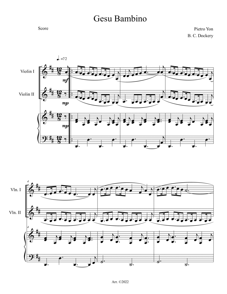 Gesu Bambino (Violin Duet with Piano Accompaniment) image number null