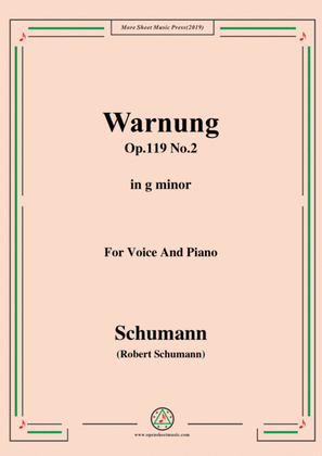 Book cover for Schumann-Warnung,Op.119 No.2,in g minor,for Voice&Piano
