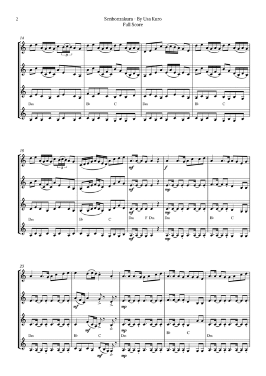 Senbonzakura Brass Quartet scores gallery preview page 2