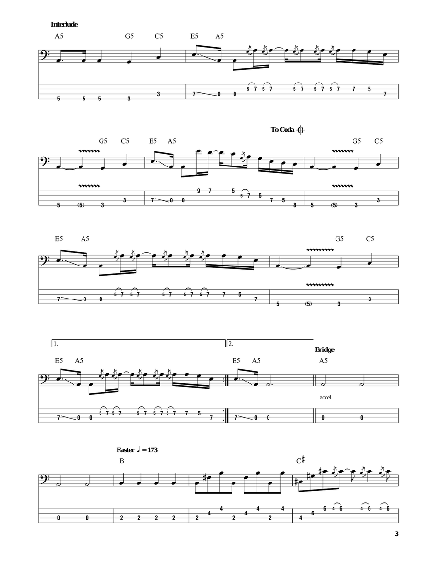 Sweet Leaf Bass Guitar Tablature scores gallery preview page 3