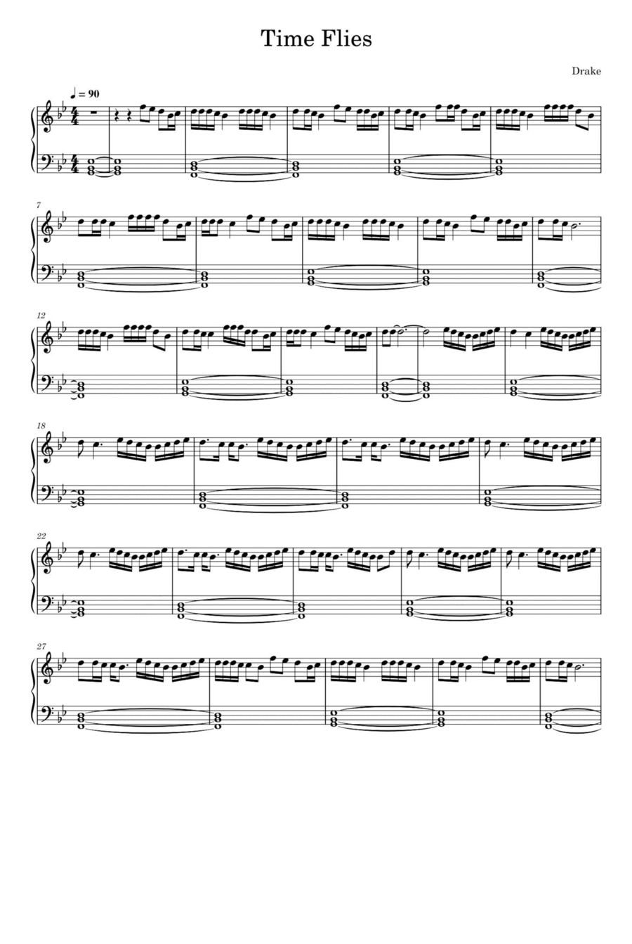 Time Flies Piano Solo scores gallery preview page 1