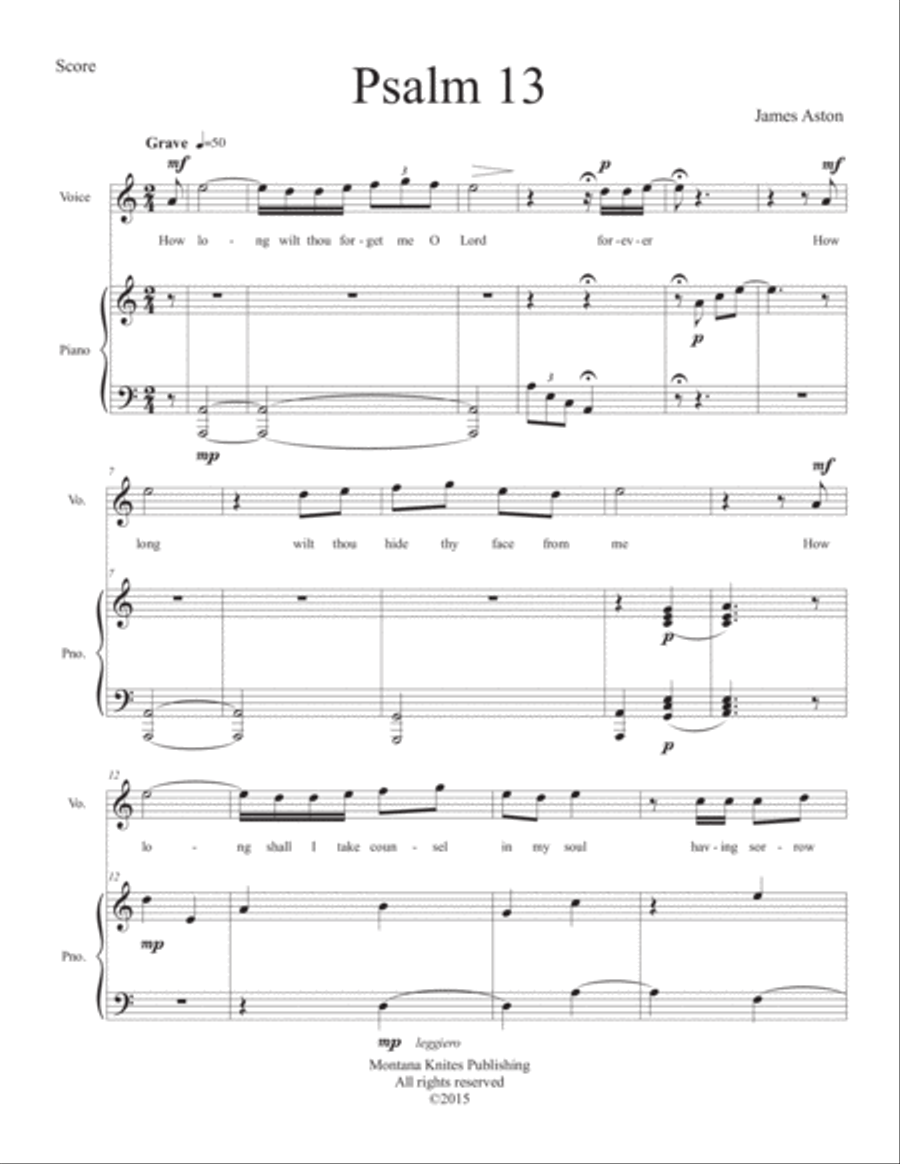 Psalm 13 (8 1/2 x 11) Tenor Voice scores gallery preview page 4