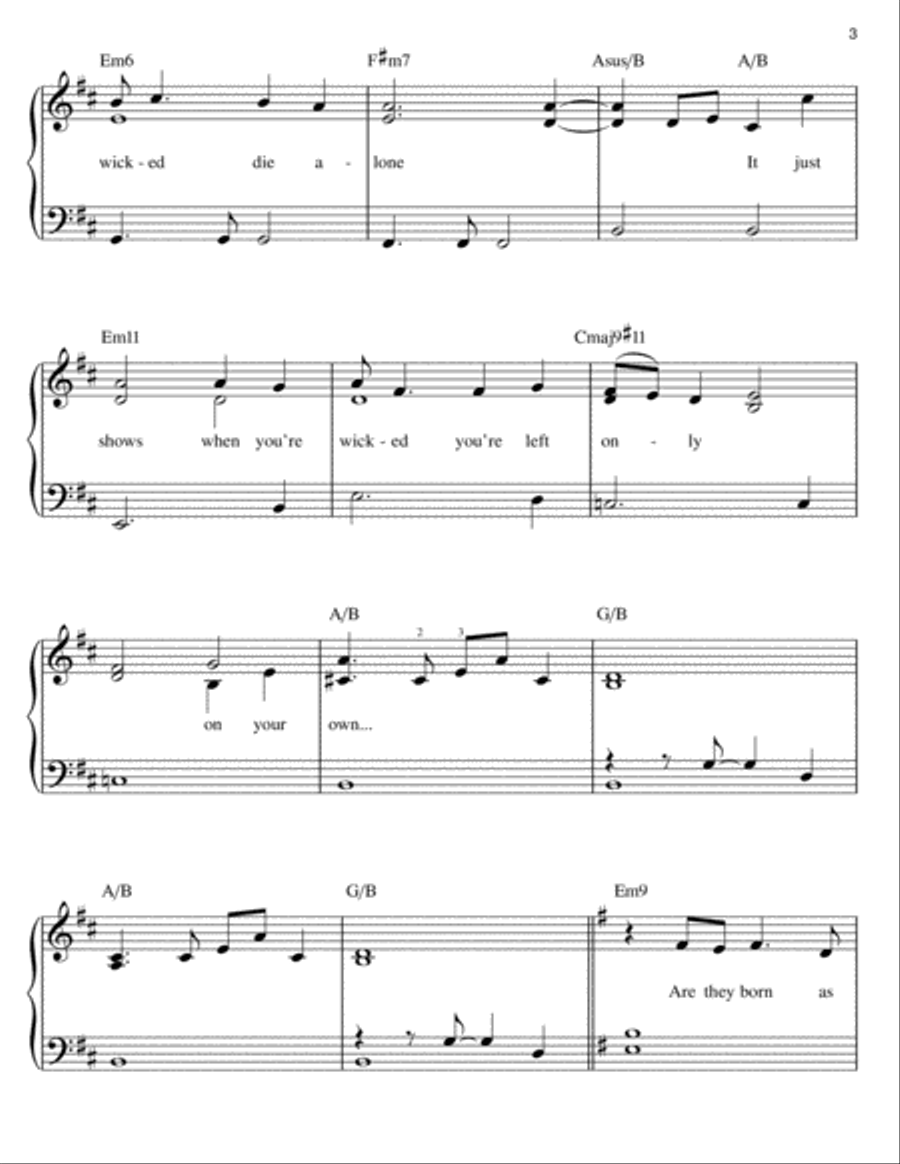 No One Mourns The Wicked (from Wicked) Easy Piano scores gallery preview page 3