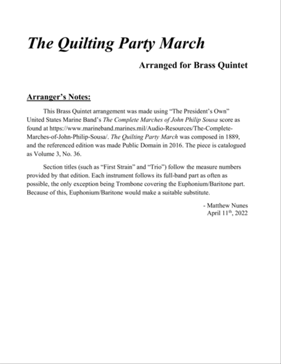 The Quilting Party March Chamber Music scores gallery preview page 2