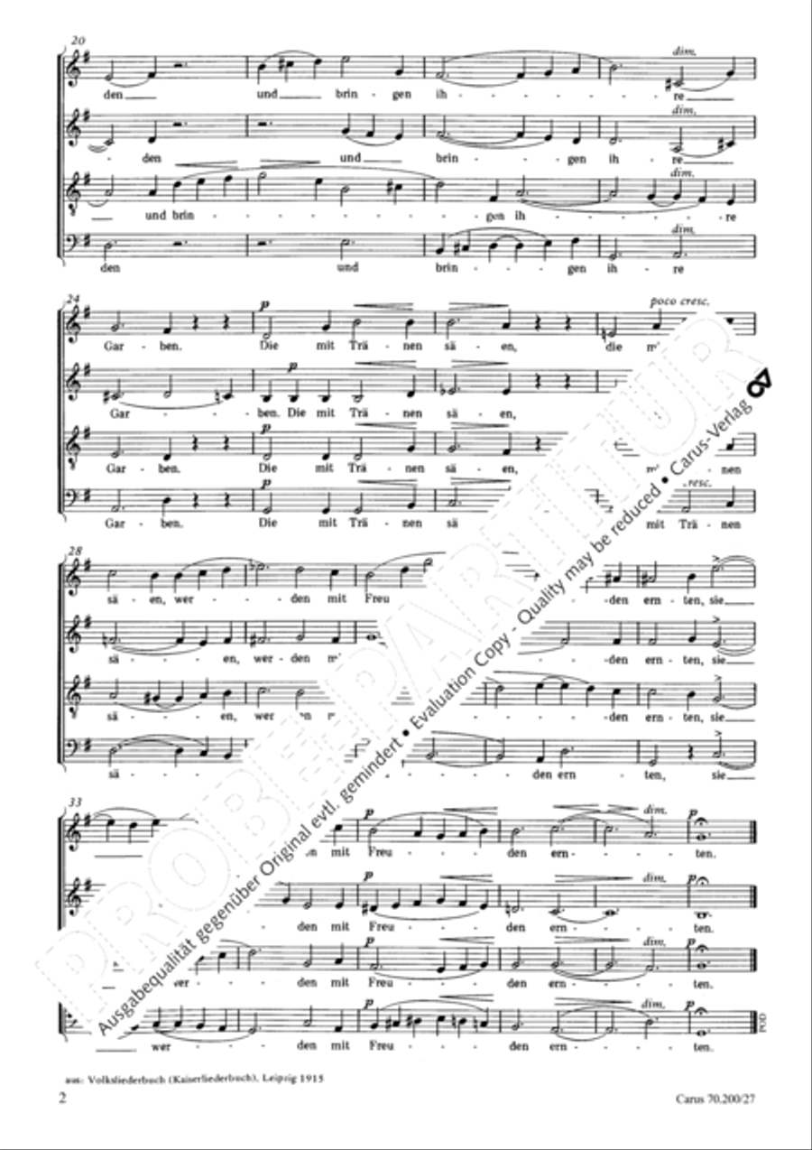 He who weeping soweth (Die mit Tranen saen) 4-Part scores gallery preview page 3