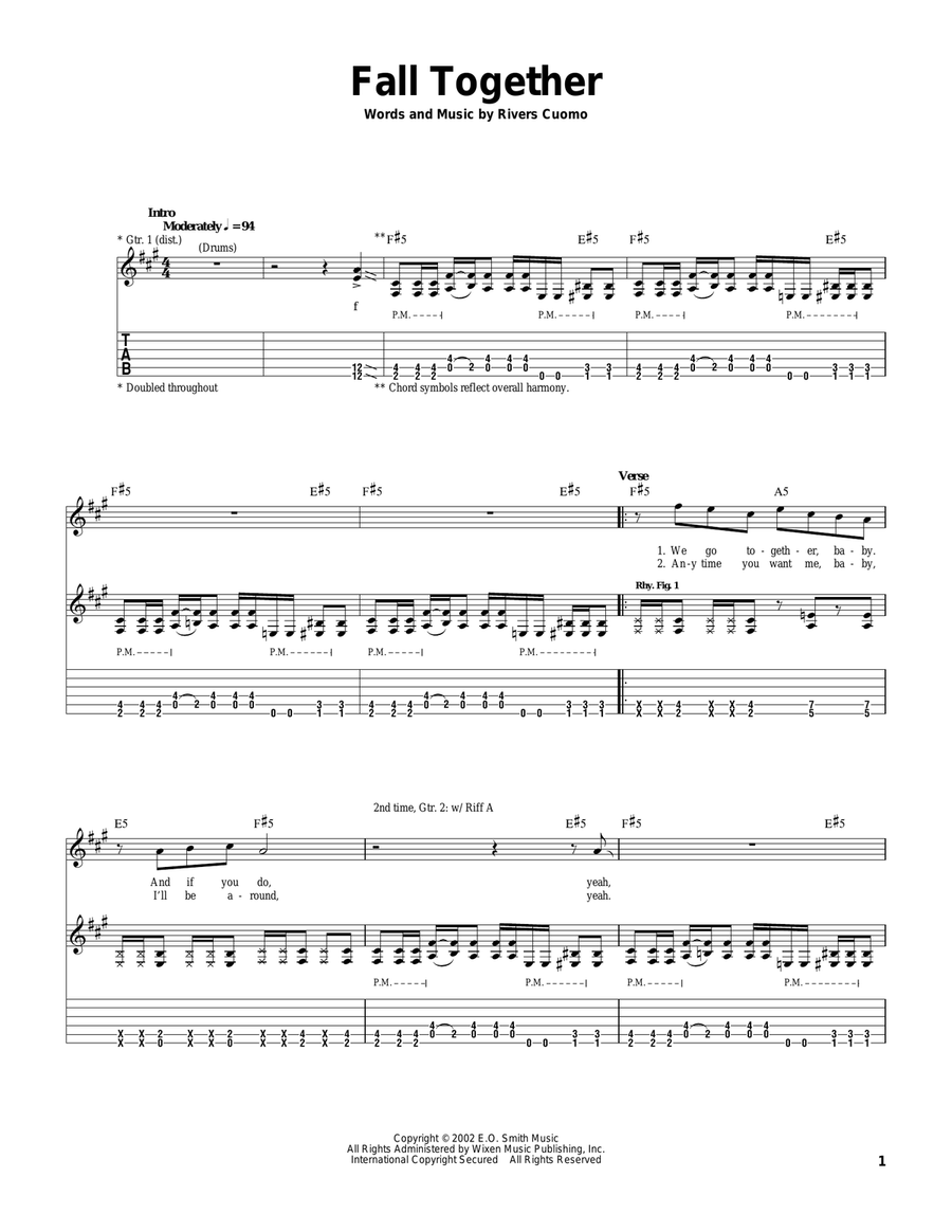 Fall Together Fall Together Guitar Tablature scores gallery preview page 1