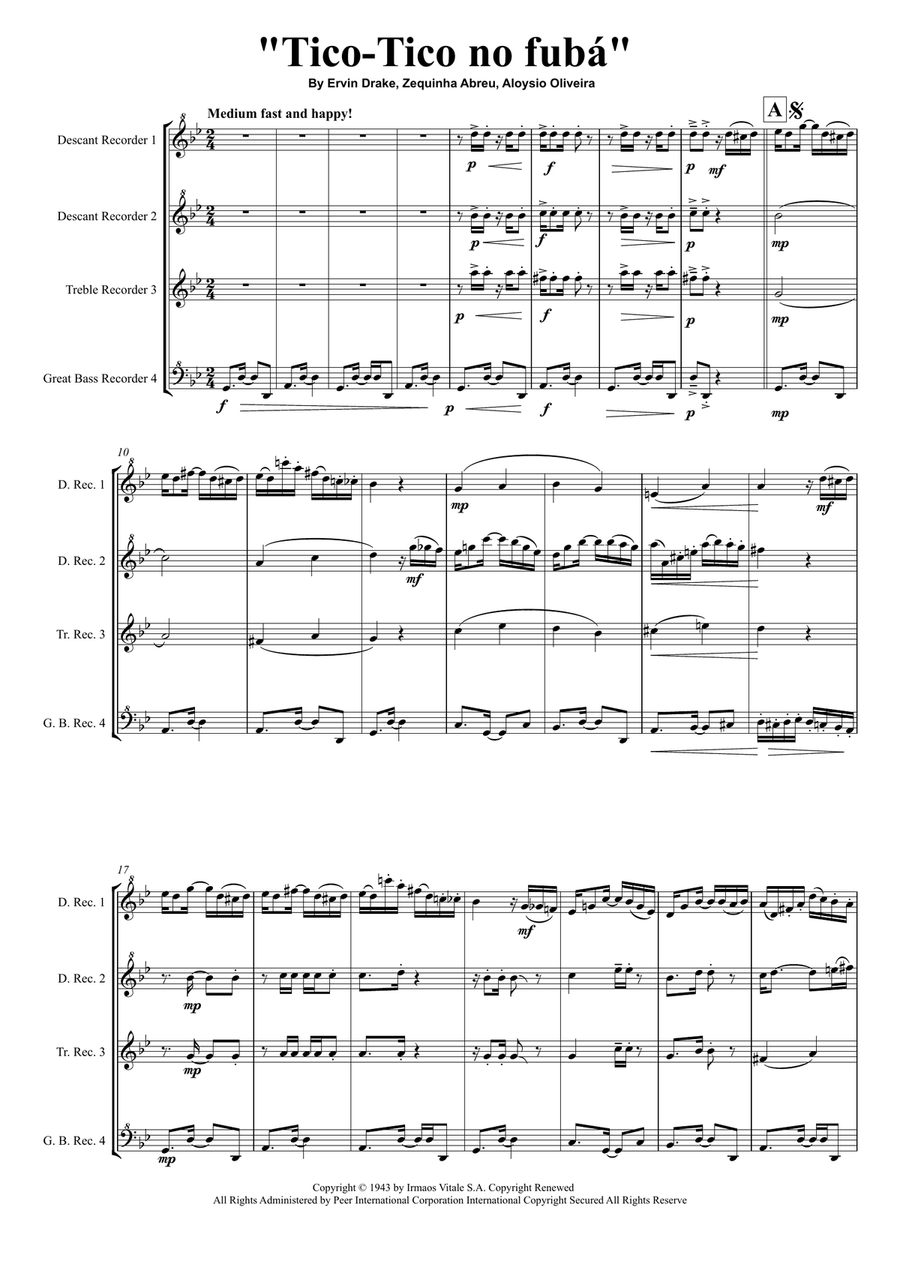 Tico Tico (tico Tico No Fuba) Woodwind Quartet scores gallery preview page 2