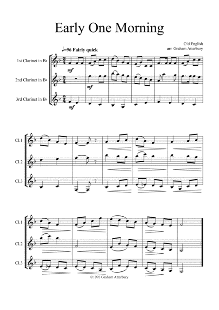 Early One Morning Woodwind Trio scores gallery preview page 1