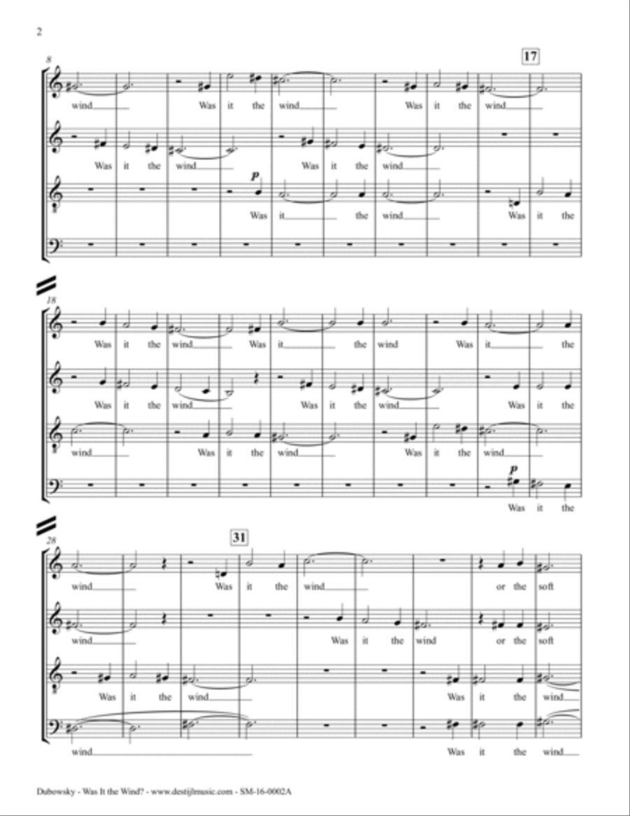 Was It The Wind? (SATB+TTBB+Piano) image number null