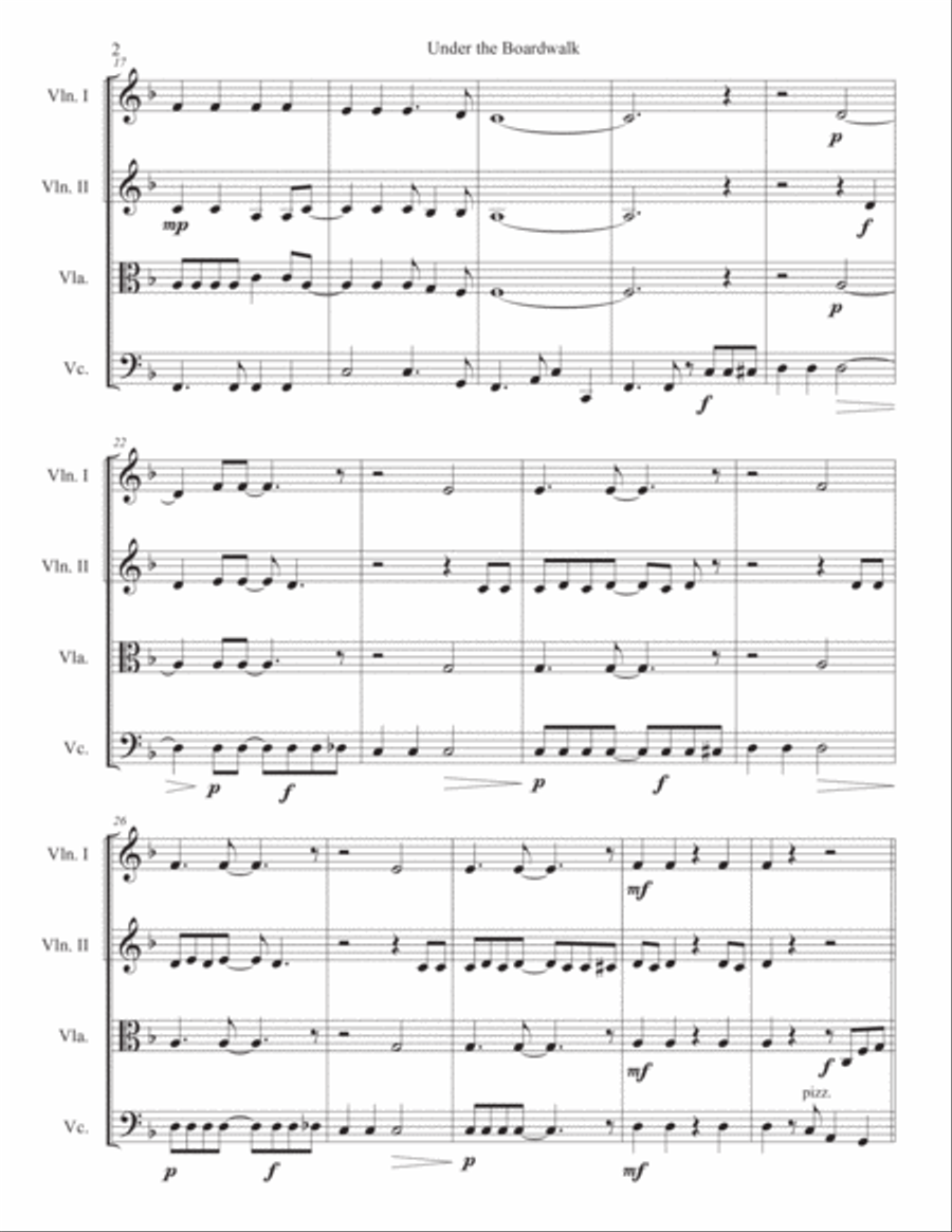 Under The Boardwalk String Quartet scores gallery preview page 2