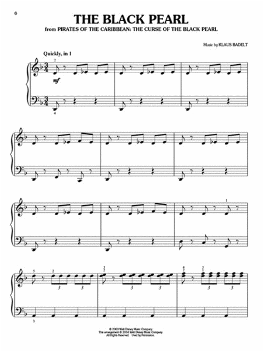 Pirates of the Caribbean Easy Piano scores gallery preview page 3