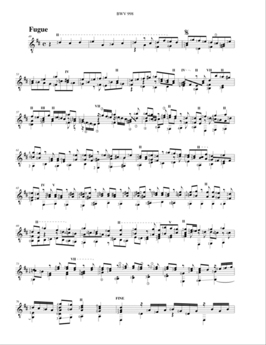 Bach Lute Works for Guitar. BWV 998 Lute scores gallery preview page 4