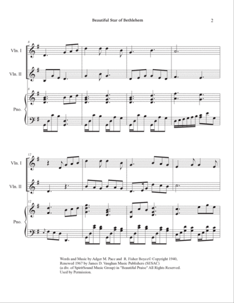 Beautiful Star Of Bethlehem String Duet scores gallery preview page 6