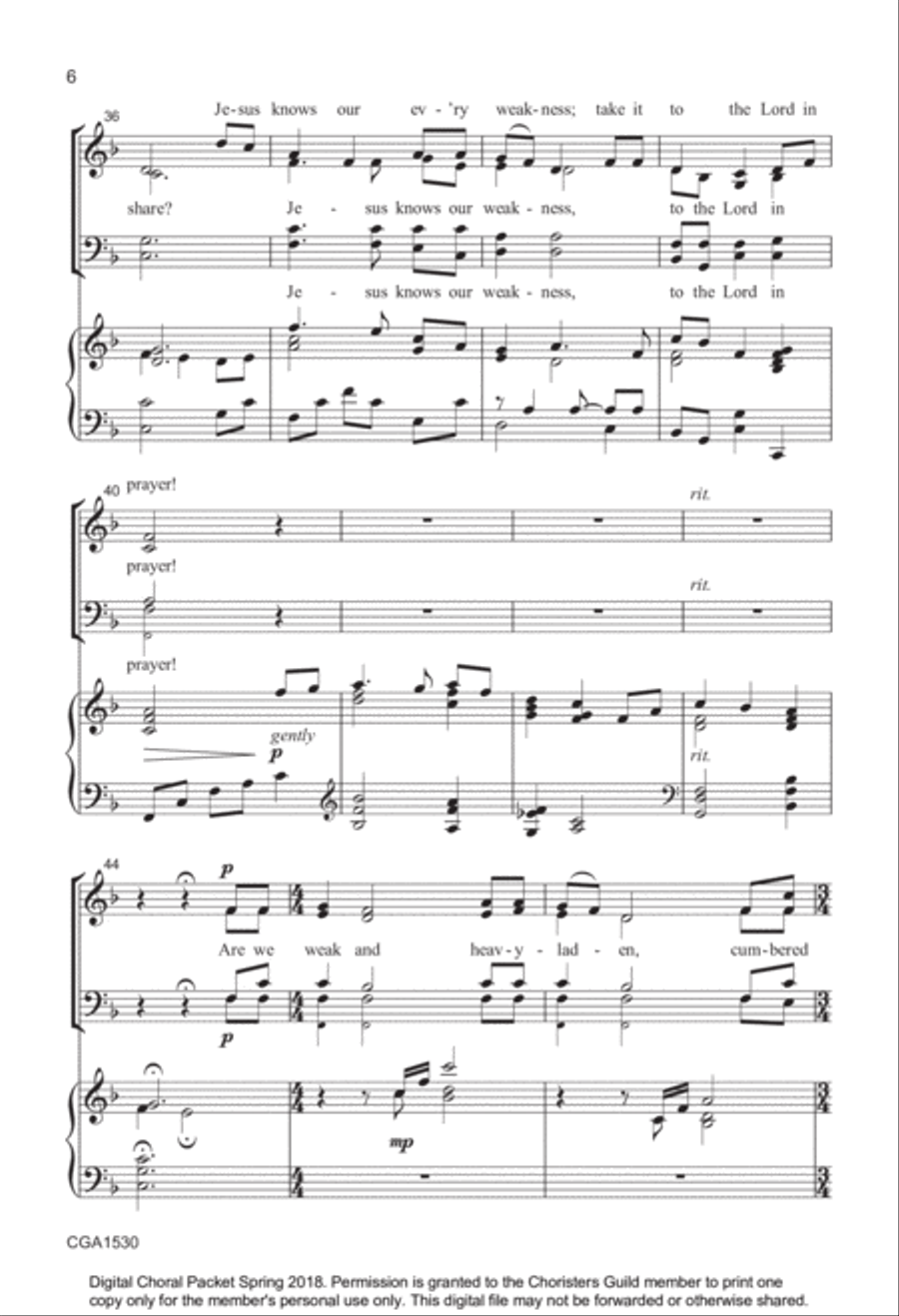 What a Friend We Have in Jesus 4-Part scores gallery preview page 5