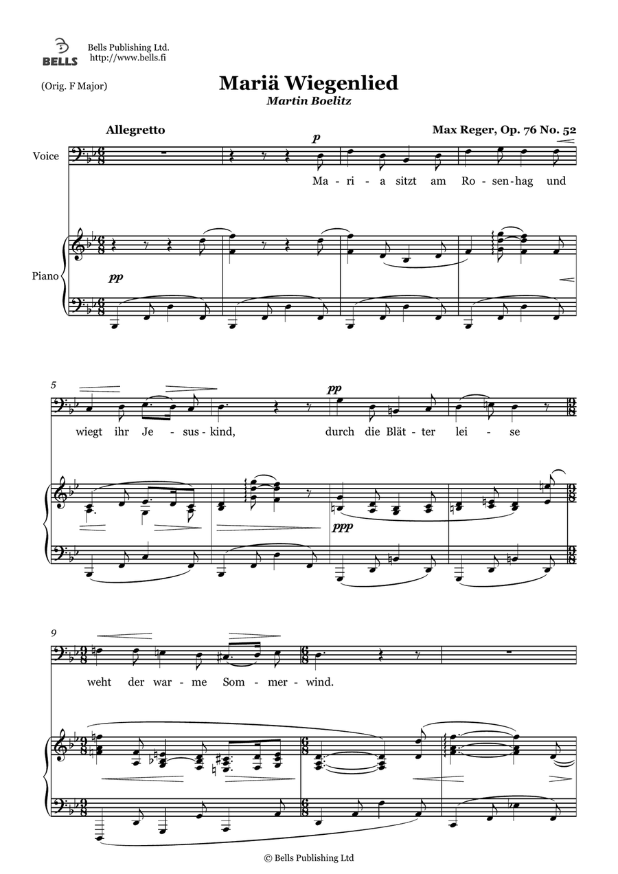 Maria Wiegenlied, Op. 76 No. 52 (B-flat Major)