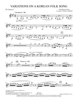 Variations on A Korean Folk Song - 2nd Bb Clarinet